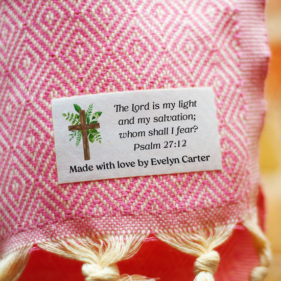 Cotton Faithful Cross (1.5"x3"-Cotton) custom cotton label, quilt label personalized, ideas for quilt labels, quilt labels sayings