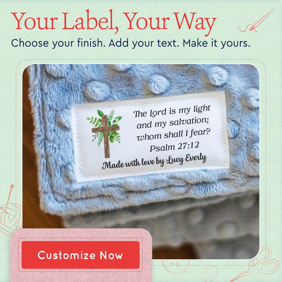 Cotton Faithful Cross (1.5"x3"-Cotton) custom cotton label, quilt label personalized, ideas for quilt labels, quilt labels sayings