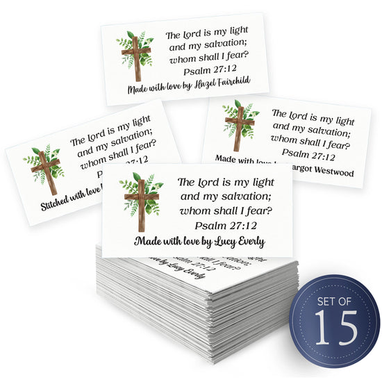 Cotton Faithful Cross (1.5"x3"-Cotton) custom cotton label, quilt label personalized, ideas for quilt labels, quilt labels sayings