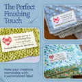 Cotton Quilted Heart (1.5"x3"-Cotton) custom cotton label, quilt label personalized, ideas for quilt labels, quilt labels sayings