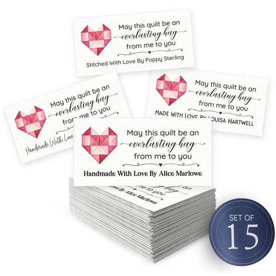 Cotton Quilted Heart (1.5"x3"-Cotton) custom cotton label, quilt label personalized, ideas for quilt labels, quilt labels sayings