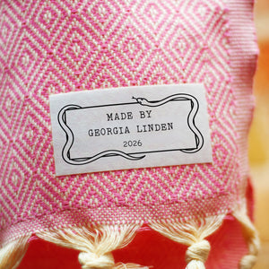 Cotton Snake Frame (1.5"x3"-Cotton) custom cotton label, quilt label personalized, ideas for quilt labels, quilt labels sayings