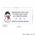 Cotton Cozy Snowman (1.5"x3"-Cotton) custom cotton label, quilt label personalized, ideas for quilt labels, quilt labels sayings