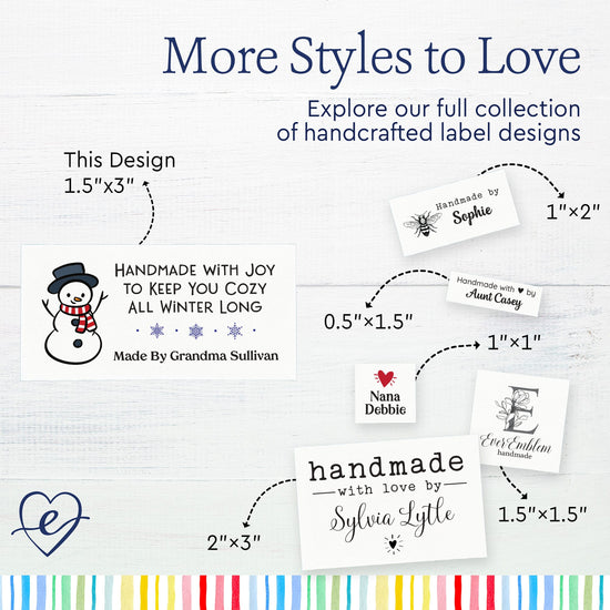 Cotton Cozy Snowman (1.5"x3"-Cotton) custom cotton label, quilt label personalized, ideas for quilt labels, quilt labels sayings