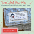 Cotton Cozy Snowman (1.5"x3"-Cotton) custom cotton label, quilt label personalized, ideas for quilt labels, quilt labels sayings