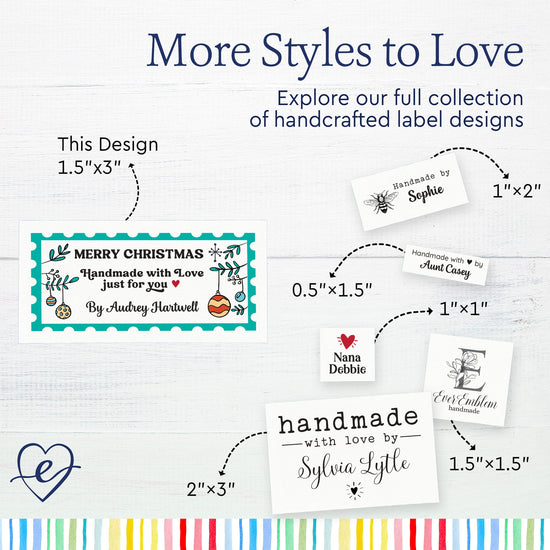 Cotton Christmas Stamp (1.5"x3"-Cotton) custom cotton label, quilt label personalized, ideas for quilt labels, quilt labels sayings