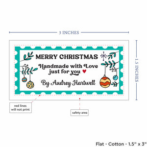 Cotton Christmas Stamp (1.5"x3"-Cotton) custom cotton label, quilt label personalized, ideas for quilt labels, quilt labels sayings