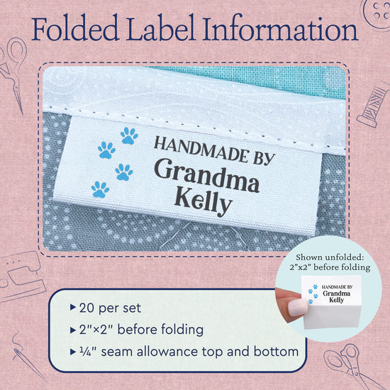 Cotton Paw Prints (2"x1"-Cotton) custom cotton tags cotton labels for clothing cotton clothing labels