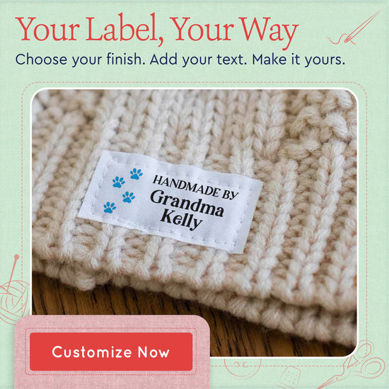 Cotton Paw Prints (2"x1"-Cotton) custom cotton tags cotton labels for clothing cotton clothing labels