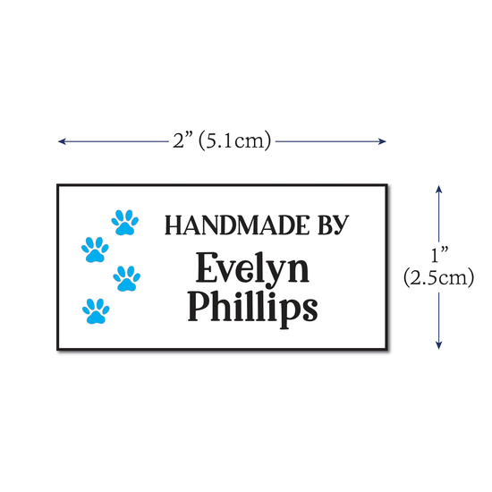 Cotton Paw Prints (2"x1"-Cotton) custom fabric labels for handmade items