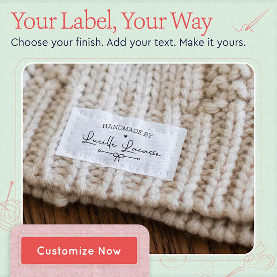 Cotton Bow and Heart (2"x1"-Cotton) custom iron on cotton tags