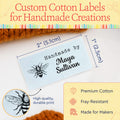 Cotton Floral Bee (2"x1"-Cotton) custom labels for handmade items custom fabric tags for handmade items handmade item tags