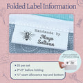 Cotton Floral Bee (2"x1"-Cotton) custom labels for handmade items custom fabric tags for handmade items handmade item tags