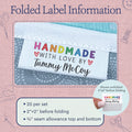 Cotton Rainbow Handmade with Love (2"x1"-Cotton) custom labels for handmade items custom fabric tags for handmade items handmade item tags