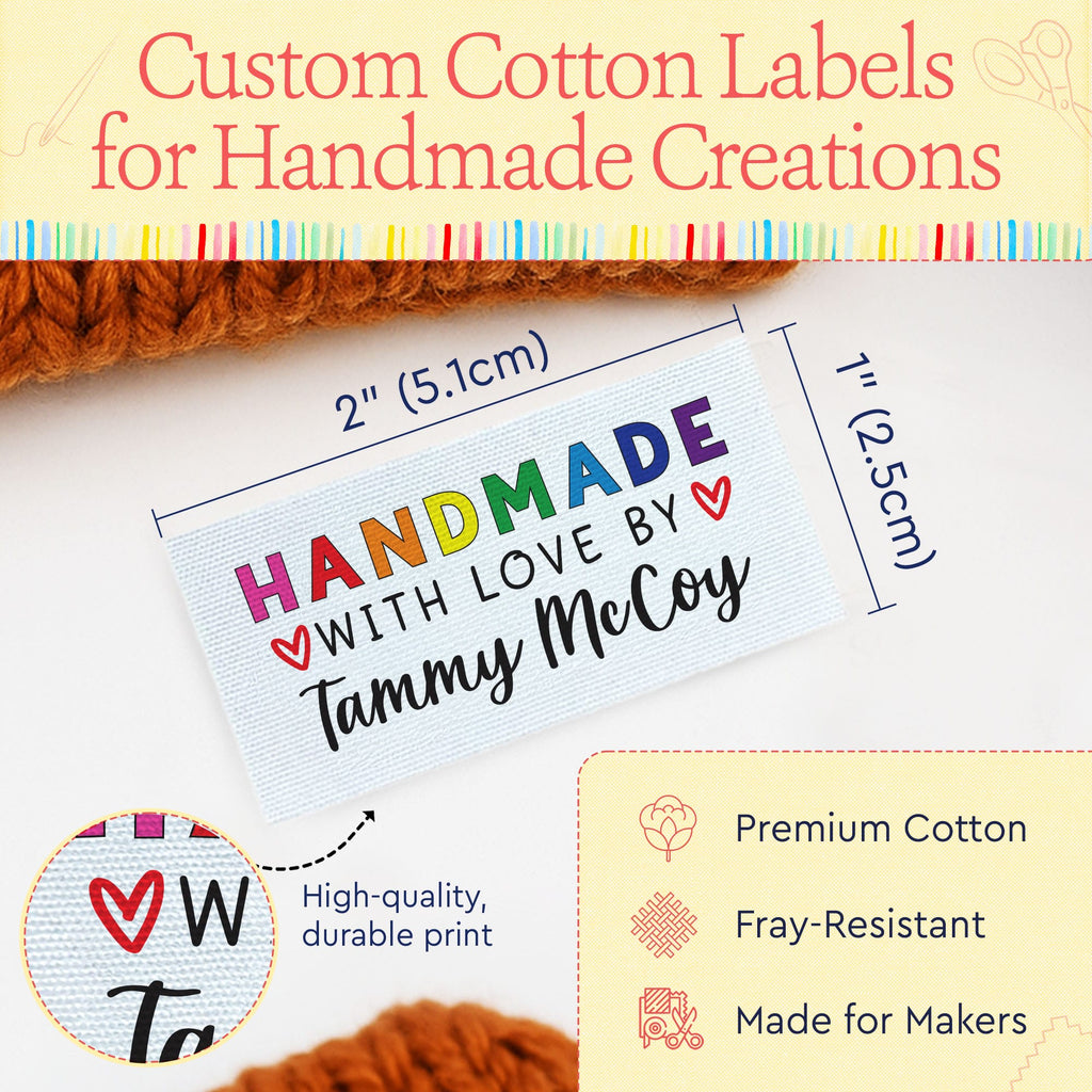 Rainbow Handmade with Love Labels - Customized with your Name – EverEmblem