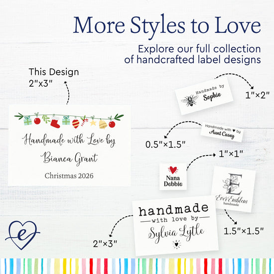 Cotton Christmas Garland (2"x3" Cotton - 12 labels/set) custom printed labels custom label custom tags clothes labels