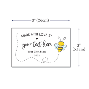 Cotton Cute Buzzing Bee (2"x3"-Cotton) custom product labels fabric tags