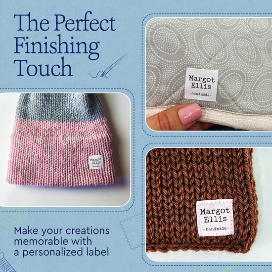 Cotton Small Square Text Tags (1"x1"-Cotton) custom ribbon with logo ribbon logo print logo on fabric