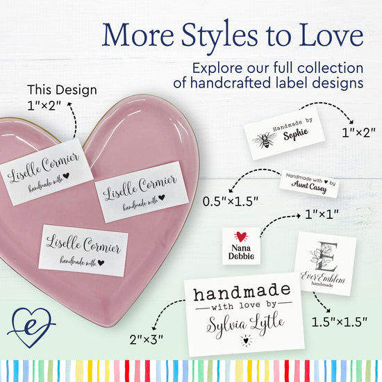 Cotton Handmade With Love (2"x1"-Cotton) fabric label printers clothing labels clothing tags