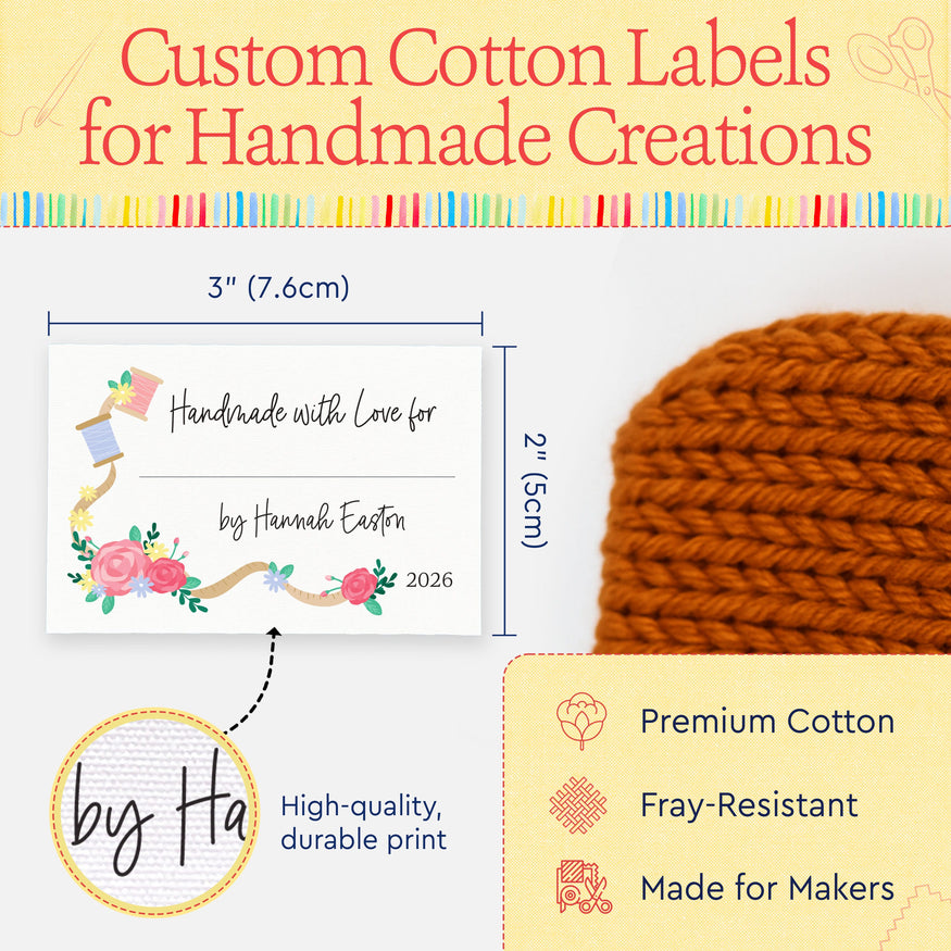Thread and flowers Sew in fabric labels | Sewing labels for quilts ...