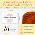 Cotton Double Flowers (2"x3"-Cotton) fabric quilt labels fabric labels for quilts name tags for quilts printed quilt labels