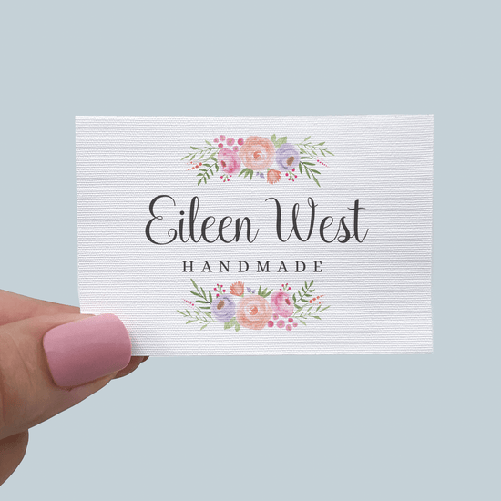 Cotton Double Flowers (2"x3"-Cotton) custom fabric labels for handmade items