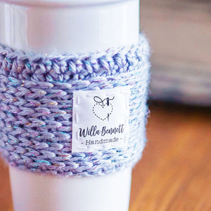Cotton Stitched with Love (1.5"x1.5"-Cotton) handmade by tags fabric tags for handmade items handmade by labels