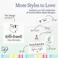 Cotton Stitched with Love (1.5"x1.5"-Cotton) handmade by tags fabric tags for handmade items handmade by labels