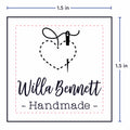 Cotton Stitched with Love (1.5"x1.5"-Cotton) handmade by tags fabric tags for handmade items handmade by labels