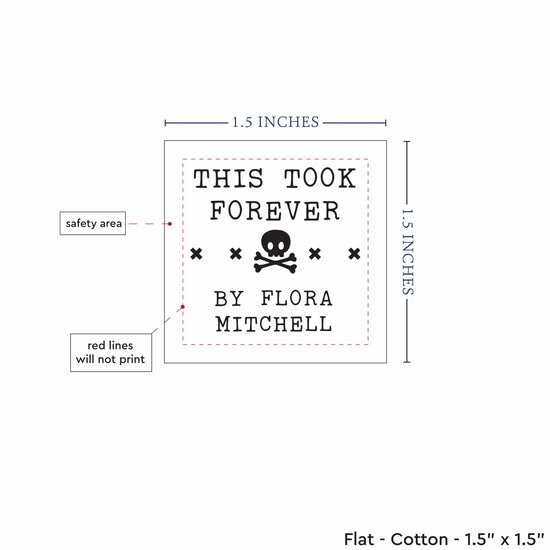 Cotton This Took Forever (1.5"x1.5"-Cotton) handmade by tags fabric tags for handmade items handmade by labels
