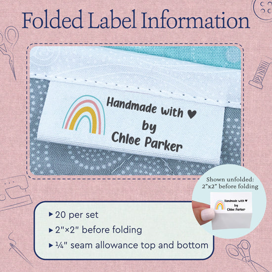 Cotton Rainbow Sewing Tags (2"x1"-Cotton) handmade labels personalized tags for handmade items custom tags for handmade items