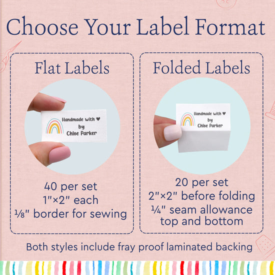 Cotton Rainbow Sewing Tags (2"x1"-Cotton) handmade labels personalized tags for handmade items custom tags for handmade items