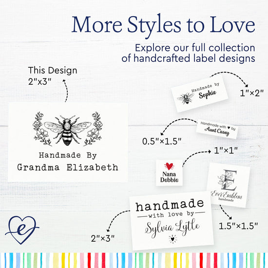 Cotton Floral Bee (2"x3"-Cotton) handmade tags for crafts labels for crafts hand made by labels