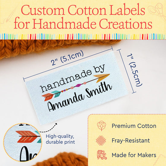 Cotton Colorful Boho Arrow (2"x1"-Cotton) handmade with love personalized labels