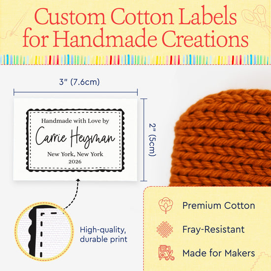 Cotton Classic Blanket Tag (2"x3"-Cotton) handmade with love personalized labels