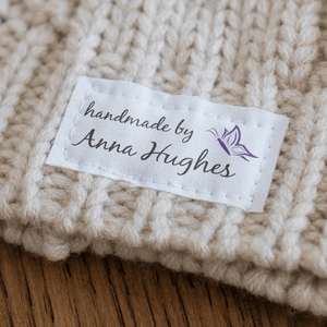 Cotton Butterfly Labels (2"x1"-Cotton) handmade with love personalized labels