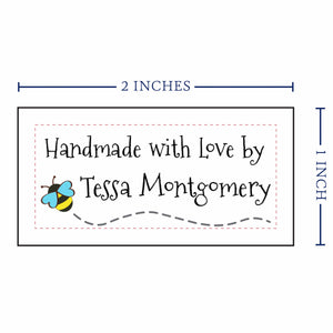 Cotton Cute bee (2"x1"-Cotton) how to make a quilt label quilt tags iron on quilt labels quilt labels for sale