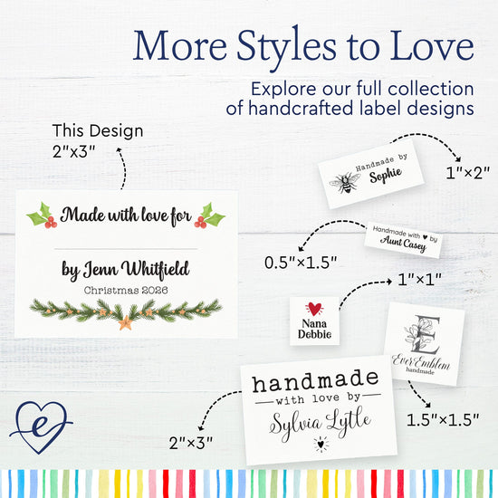 Cotton Holly and Garland with Fill in Blanks (2"x3" Cotton - 12 labels/set) iron on clothing labels iron on name labels iron on labels