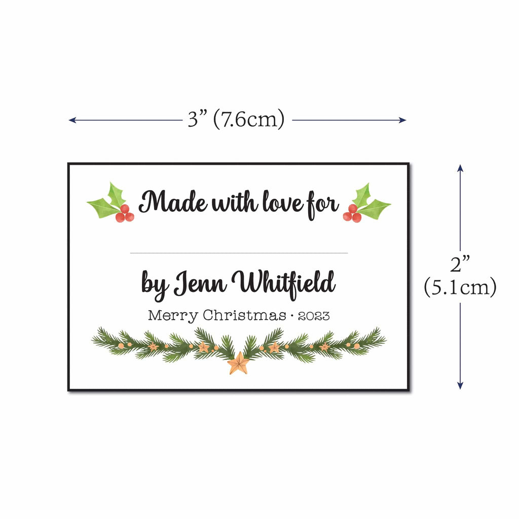 holly and garland sewing labels with fill in blanks | gift for quilters ...