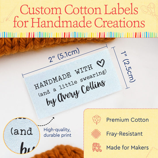 Cotton Crafted and Cursed (2"x1"-Cotton) iron on clothing labels iron on name labels iron on labels iron on labels for clothes