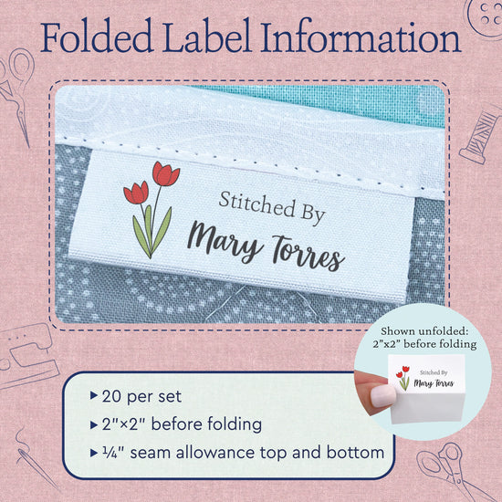Cotton Spring Tulips (2"x1"-Cotton) iron on clothing labels iron on name labels iron on labels iron on labels for clothes
