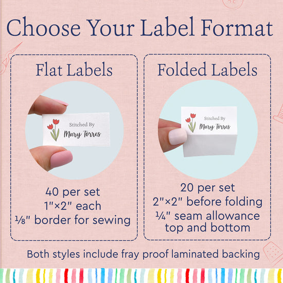 Cotton Spring Tulips (2"x1"-Cotton) iron on clothing labels iron on name labels iron on labels iron on labels for clothes