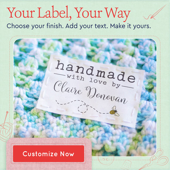 Cotton Flying Honeybee (2"x3"-Cotton) knitting labels knitted by labels knitting tags
