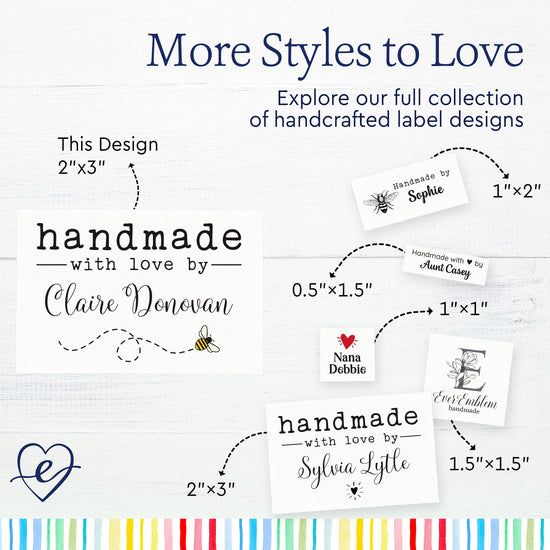 Cotton Flying Honeybee (2"x3"-Cotton) knitting labels knitted by labels knitting tags