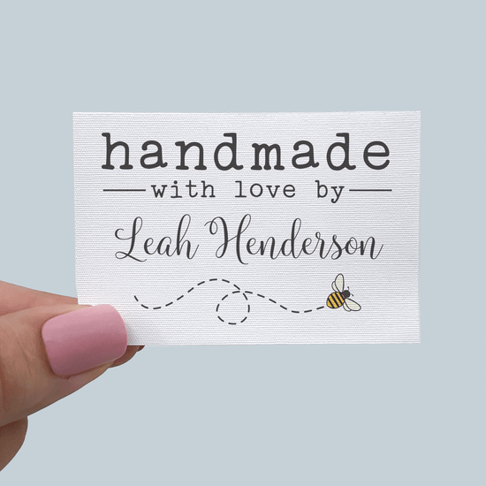 Cotton Flying Honeybee (2"x3"-Cotton) personalized sewable labels