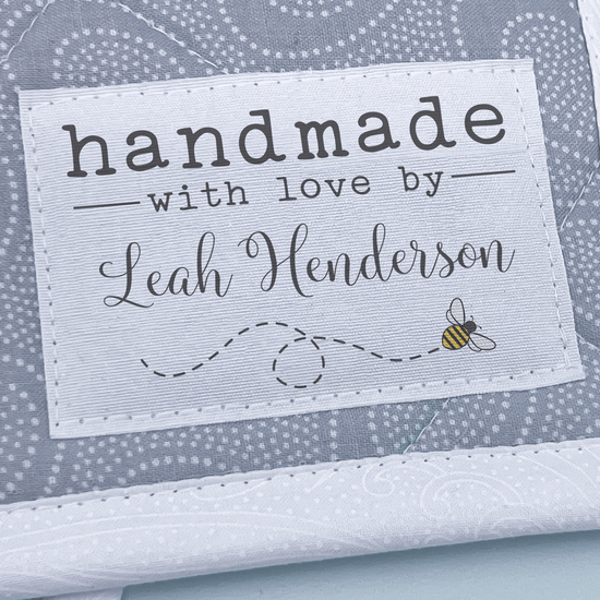 Cotton Flying Honeybee (2"x3"-Cotton) personalized sewable labels