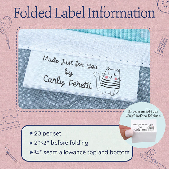Cotton Cute Cat Labels (2"x1"-Cotton) labels for crochet items tags for crochet items crochet personalized labels handmade tags for crochet