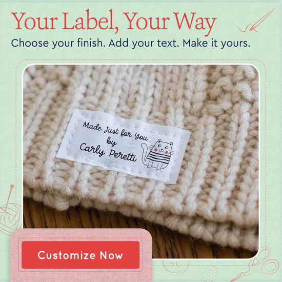 Cotton Cute Cat Labels (2"x1"-Cotton) labels for crochet items tags for crochet items crochet personalized labels handmade tags for crochet