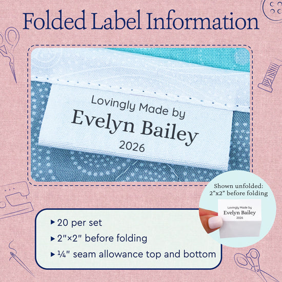 Cotton Medium Text Labels - 3 Lines (2"x1"-Cotton) labels for crochet items tags for crochet items crochet personalized labels handmade tags for crochet