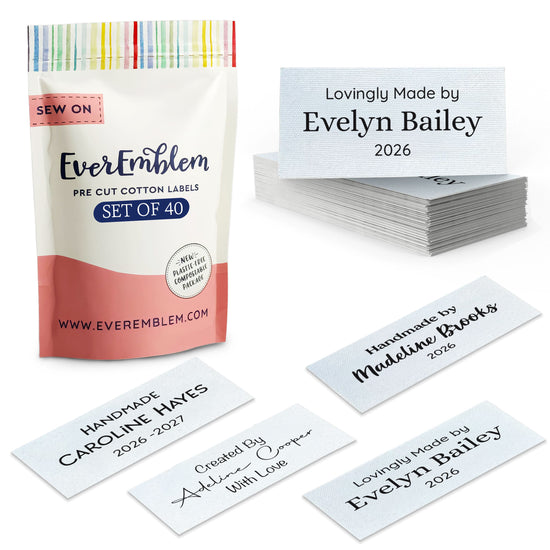 Cotton Medium Text Labels - 3 Lines (2"x1"-Cotton) labels for crochet items tags for crochet items crochet personalized labels handmade tags for crochet